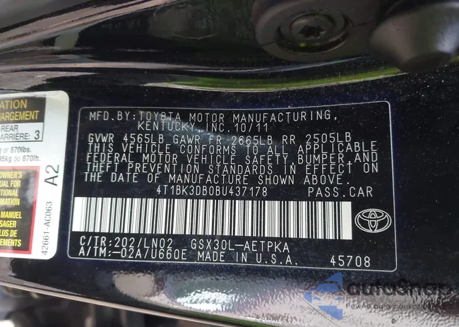 4T1BK3DB0BU437178: 44365588