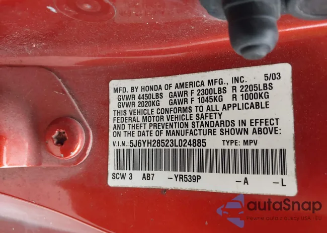 5J6YH28523L024885: 44365714