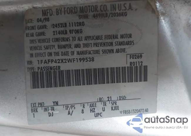 1FAFP42X2WF199538: 44365750