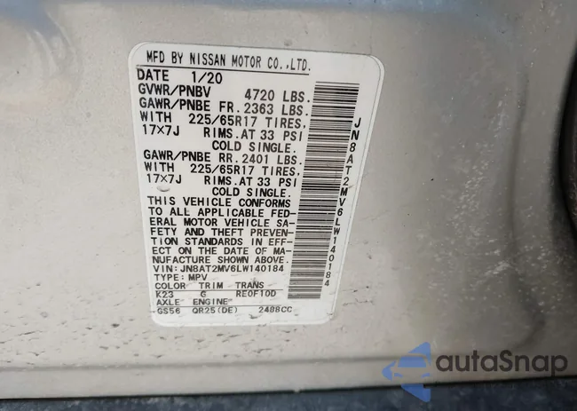 JN8AT2MV6LW140184: 44365807