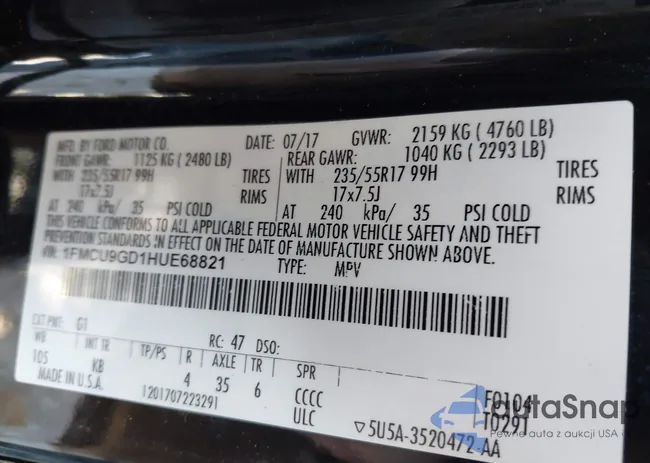 1FMCU9GD1HUE68821: 44365821