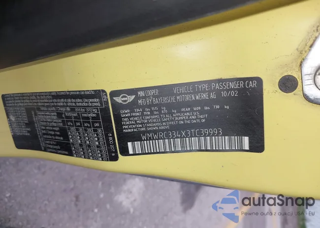 WMWRC334X3TC39993: 44365824