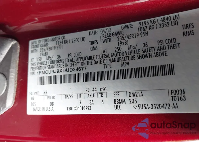 1FMCU9J9XDUD34677: 44365847