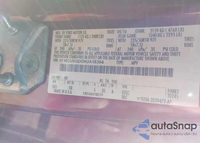 1FMCU9GD0HUA18304: 44366990