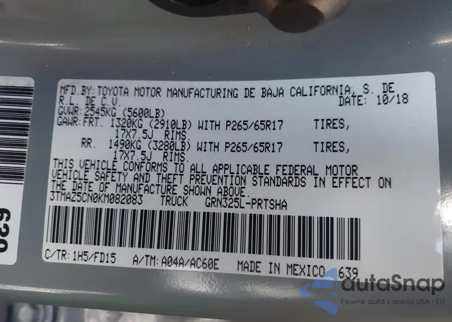 3TMAZ5CN0KM082083: 44367071