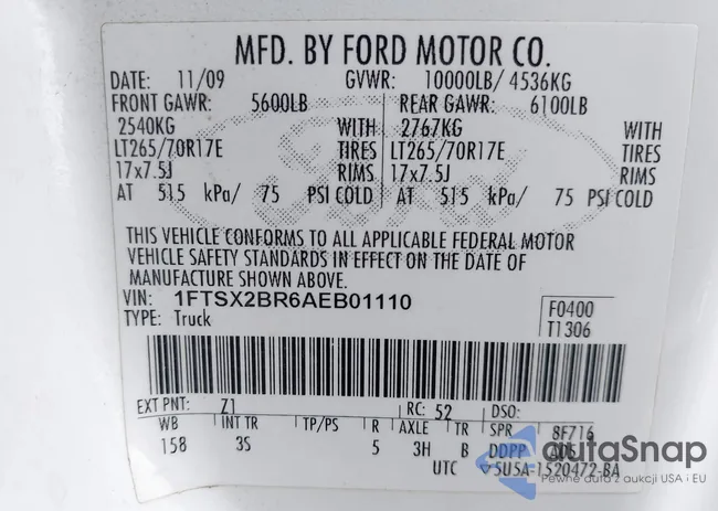 1FTSX2BR6AEB01110: 44367207