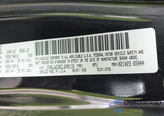 1C4BJWEG8CL209116: 44367218