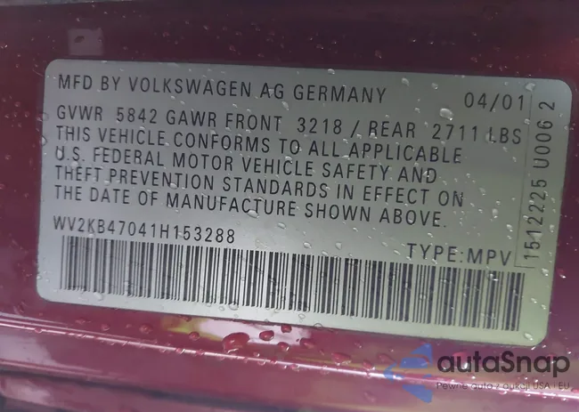 WV2KB47041H153288: 44367287