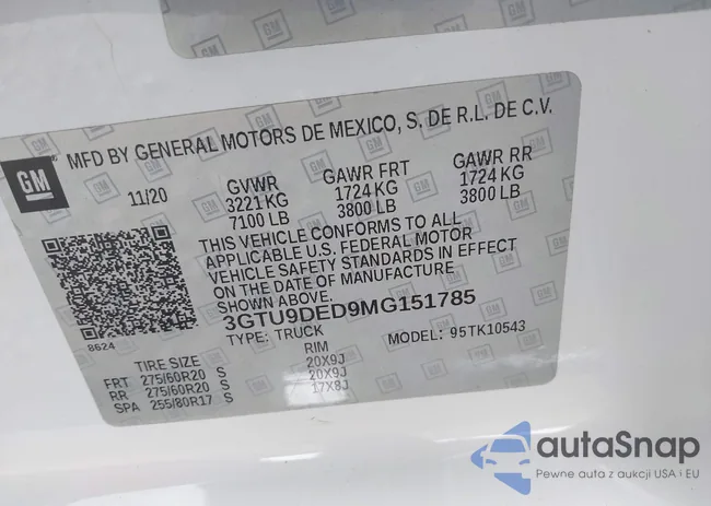 3GTU9DED9MG151785: 44367372