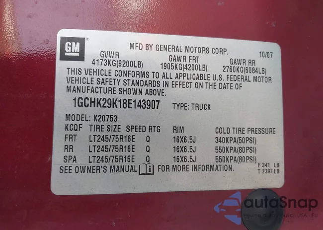 1GCHK29K18E143907: 44367487