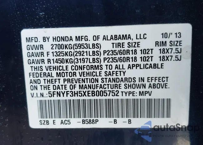 5FNYF3H5XEB005752: 44366559