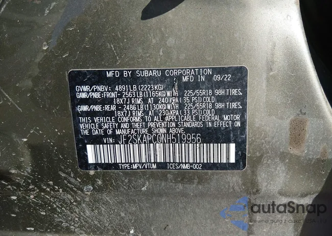 JF2SKAPC0NH519956: 44366582