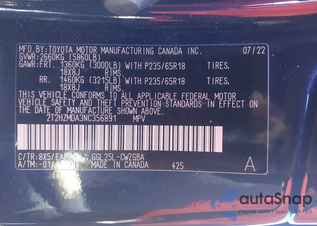 2T2HZMDA3NC356891: 44366734