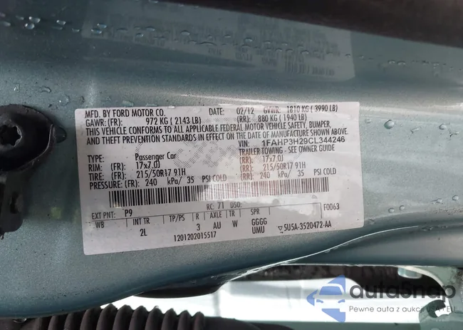 1FAHP3H29CL344246: 44366877