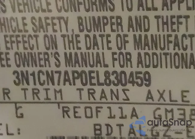 3N1CN7AP0EL830459: 44367927