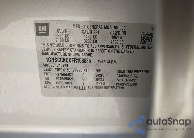 1GNSCCKCXFR158835: 44367950