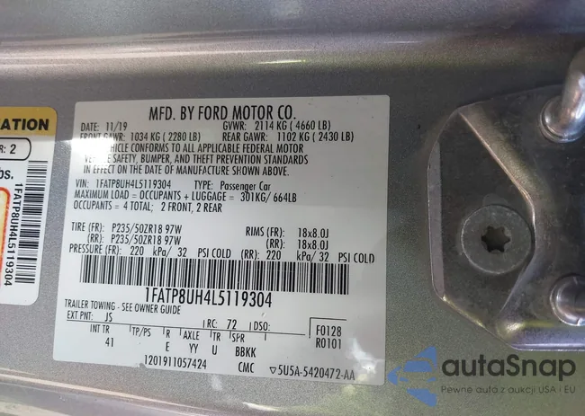 1FATP8UH4L5119304: 44368163