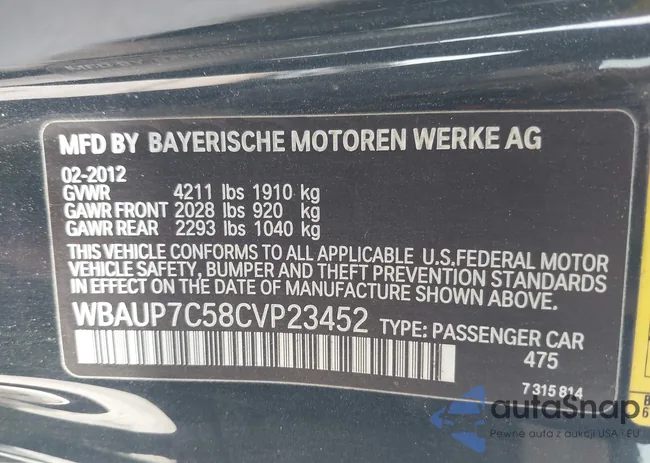 WBAUP7C58CVP23452: 44368217