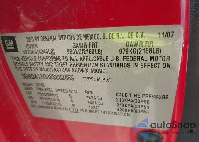 3GNDA13D08S602069: 44368298