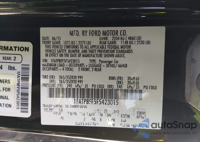 1FATP8FF5F5423015: 44368440