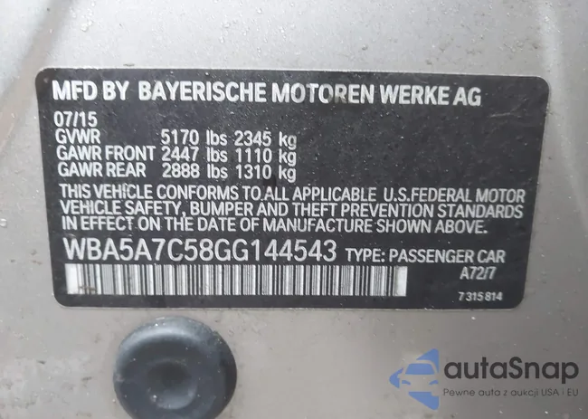 WBA5A7C58GG144543: 44367559