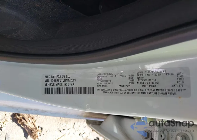 1C6SRFBT6NN472620: 44367623