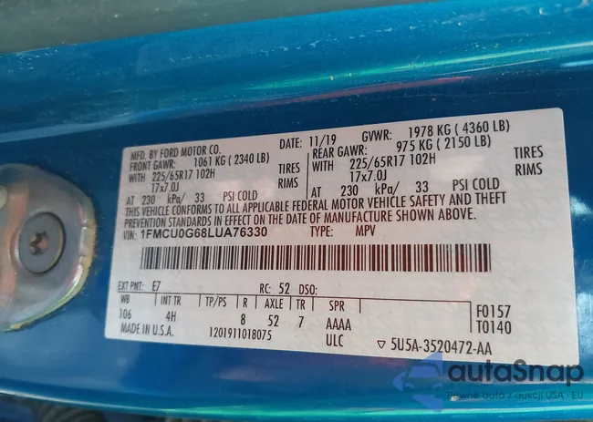 1FMCU0G68LUA76330: 44367638