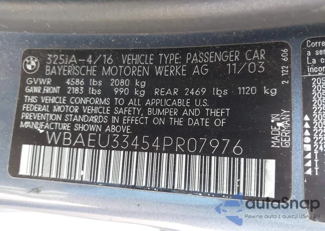 WBAEU33454PR07976: 44367720