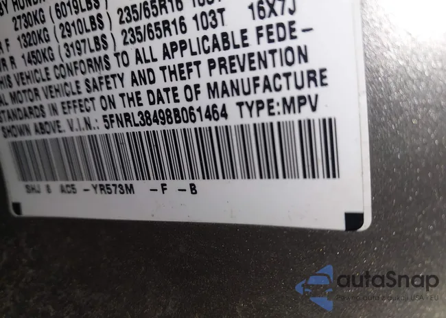 5FNRL38498B061464: 44367795