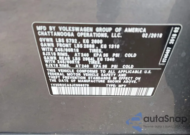 1V2DR2CA3JC558379: 44369142