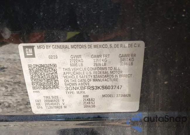 3GNKBFRS3KS603747: 44369196