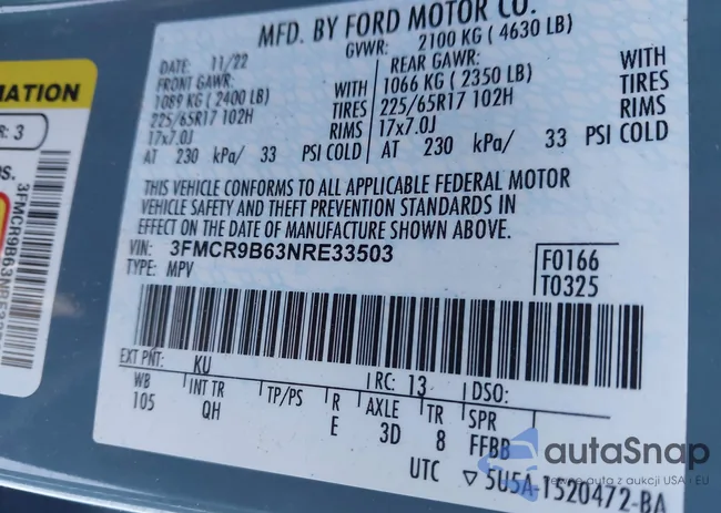 3FMCR9B63NRE33503: 44368608