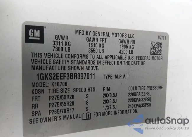 1GKS2EEF3BR397011: 44368612