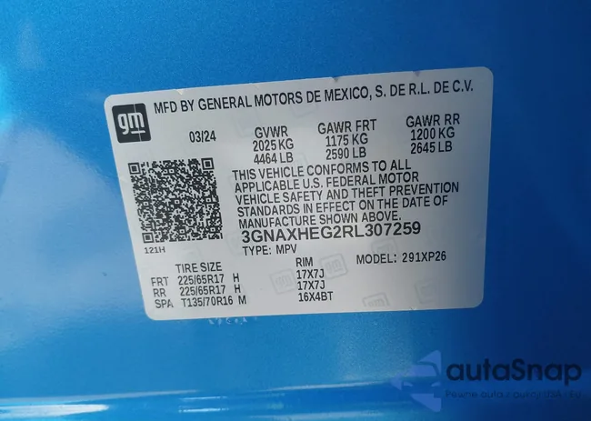 3GNAXHEG2RL307259: 44368615