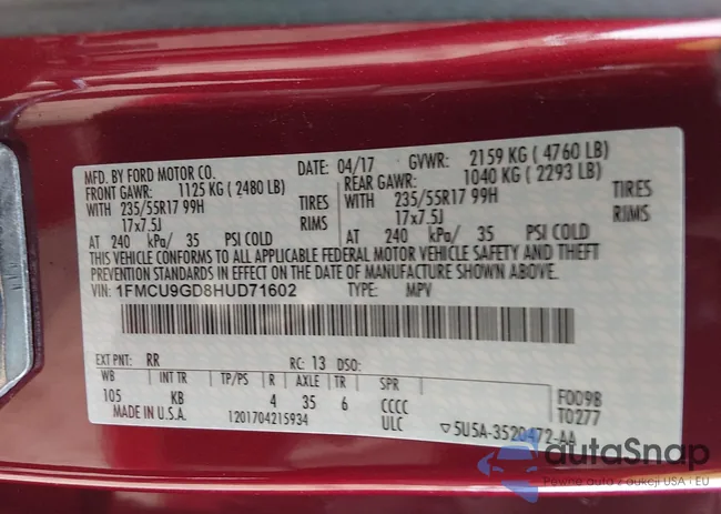 1FMCU9GD8HUD71602: 44368778