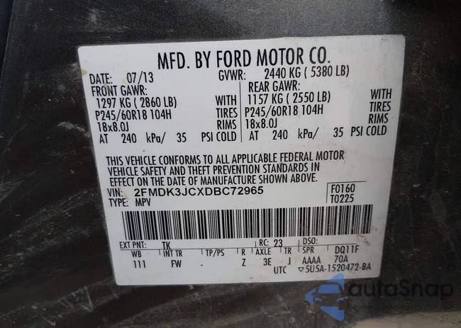 2FMDK3JCXDBC72965: 44368832