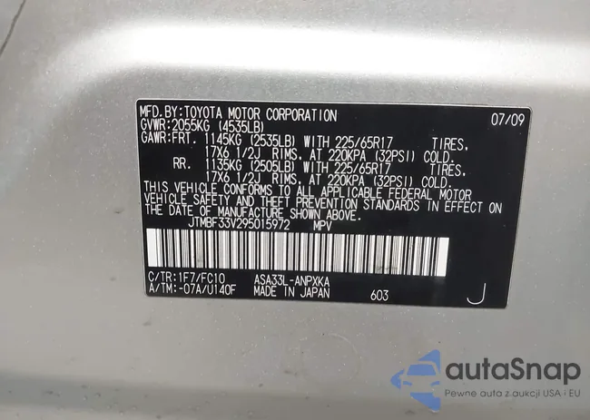 JTMBF33V295015972: 44370003