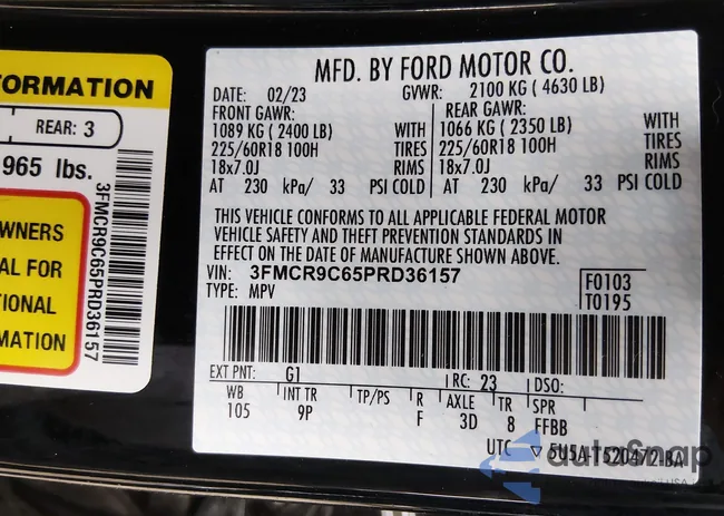 3FMCR9C65PRD36157: 44370018