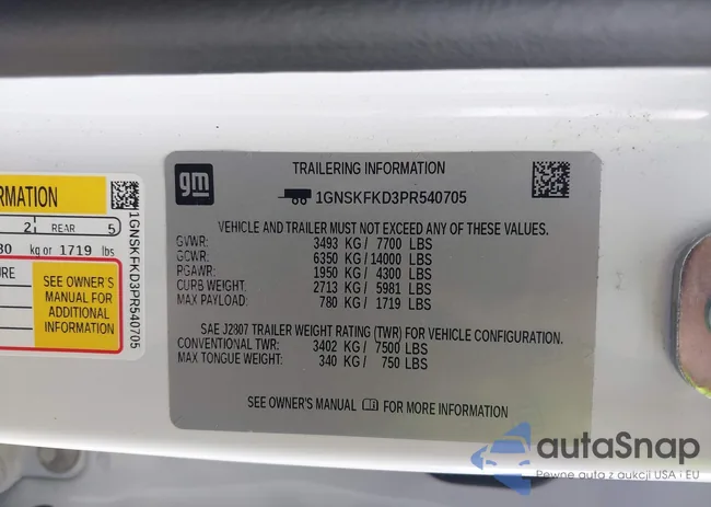 1GNSKFKD3PR540705: 44370164