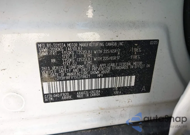 2T3H1RFV1SC319821: 44370264