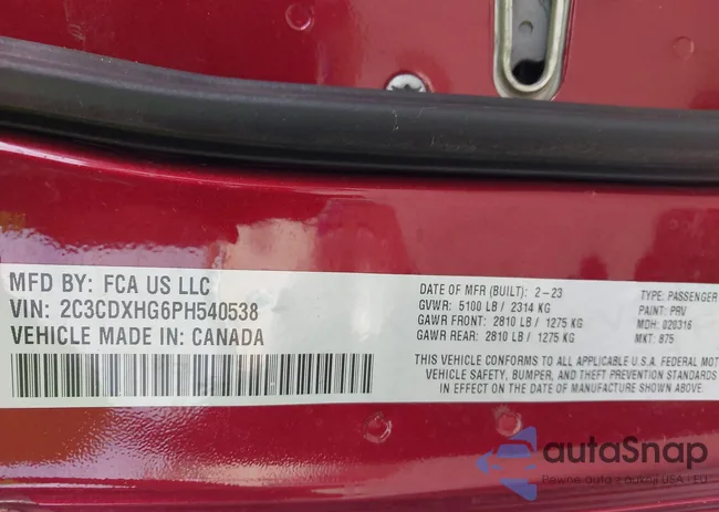 2C3CDXHG6PH540538: 44369720