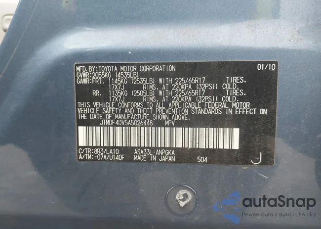 JTMDF4DV5A5026448: 44369857