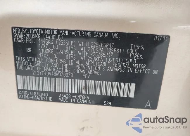 2T3YF4DV4BW070078: 44371023