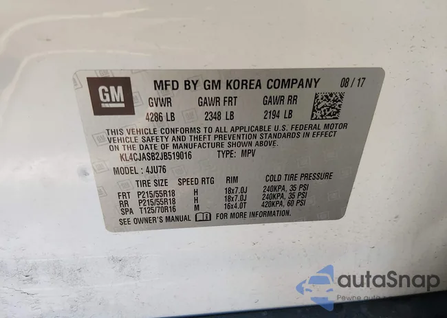 KL4CJASB2JB519016: 44371071