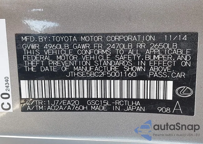 JTHSE5BC2F5001160: 44371150