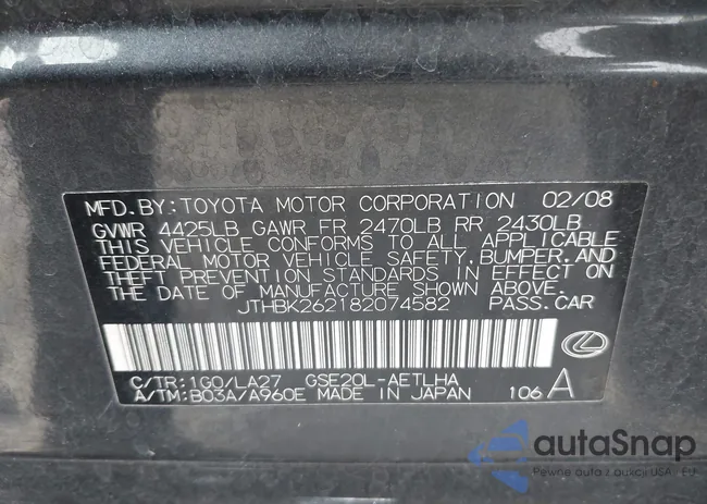 JTHBK262182074582: 44370567