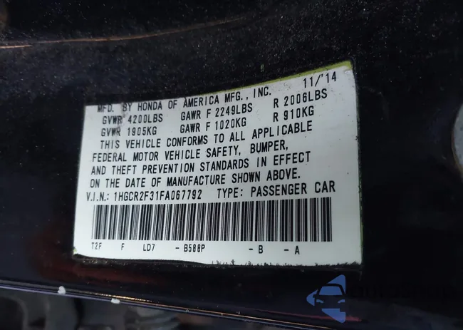 1HGCR2F31FA067792: 44370815