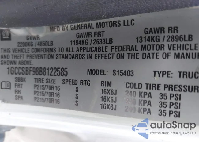 1GCCSBF98B8122585: 44371983