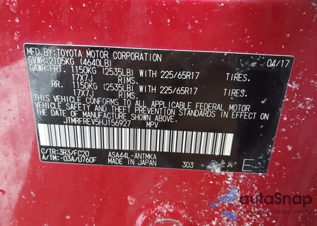 JTMRFREV5HJ156927: 44372204