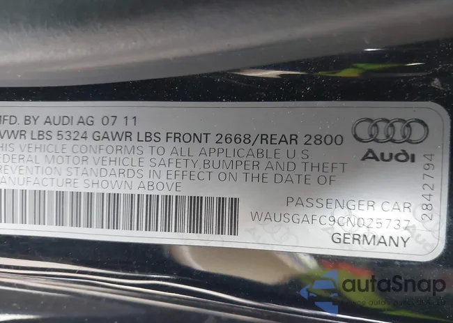 WAUSGAFC9CN025737: 44372220